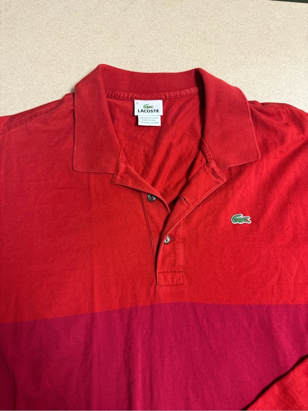 Vintage Lacoste Men’s Red Colorblock Long-Sleeve Polo Shirt Size 8 - Picture 4 of 14